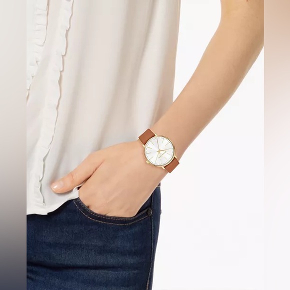 MICHAEL KORS Women's Pyper Luggage Leather Strap Watch - Picture 7 of 7